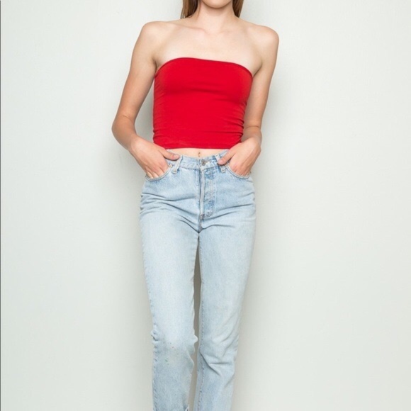 Brandy Melville Ribbed Red Tube Top - Picture 1 of 7